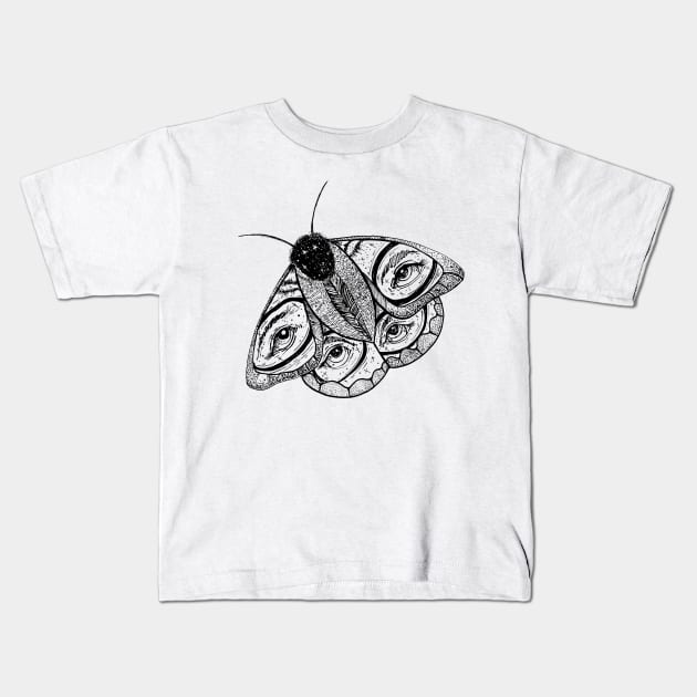 Cosmic Moth Kids T-Shirt by absolemstudio